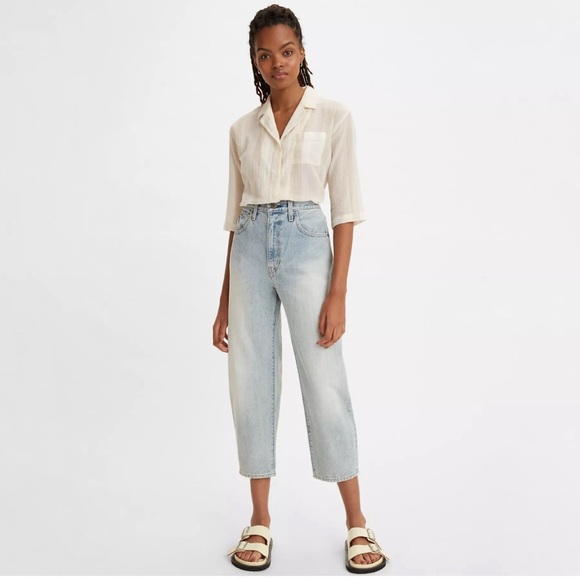 Levi’s Made and Crafted Barrel crop jeans in full moon medium wash size 27 - Picture 1 of 9